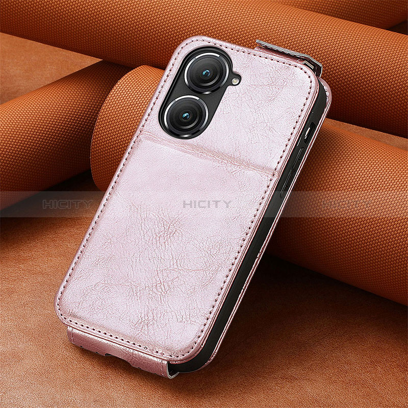 Handytasche Flip Schutzhülle Leder S01D für Asus Zenfone 9 Rosegold