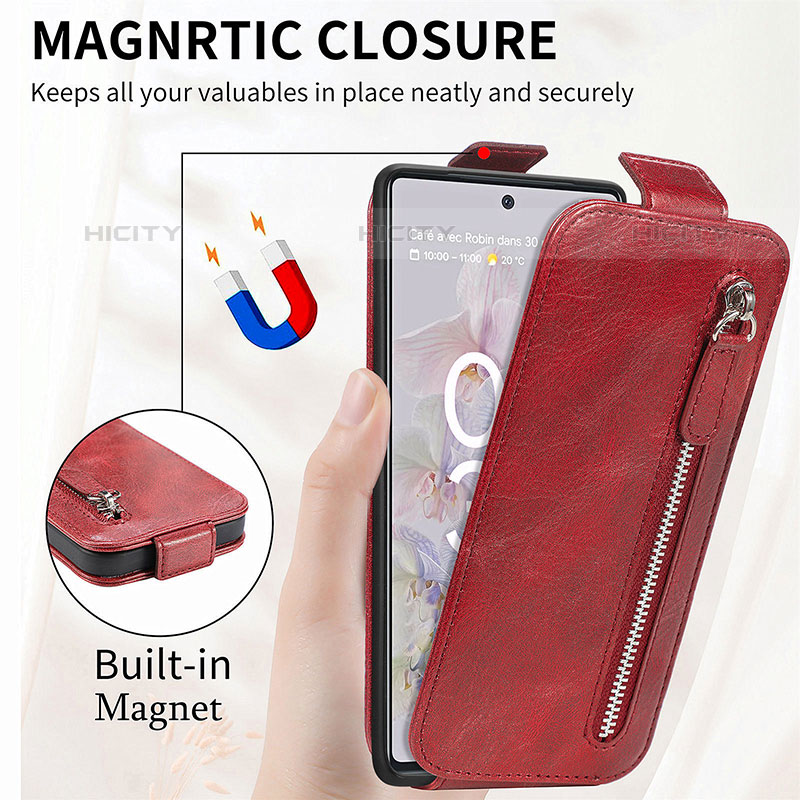 Handytasche Flip Schutzhülle Leder S01D für Google Pixel 6a 5G groß