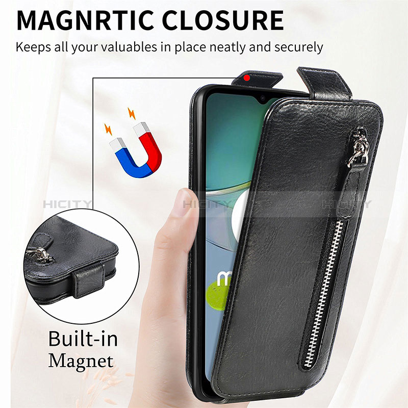 Handytasche Flip Schutzhülle Leder S01D für Motorola Moto E13 groß