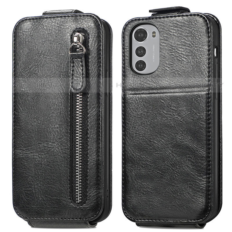 Handytasche Flip Schutzhülle Leder S01D für Motorola Moto E32 Schwarz