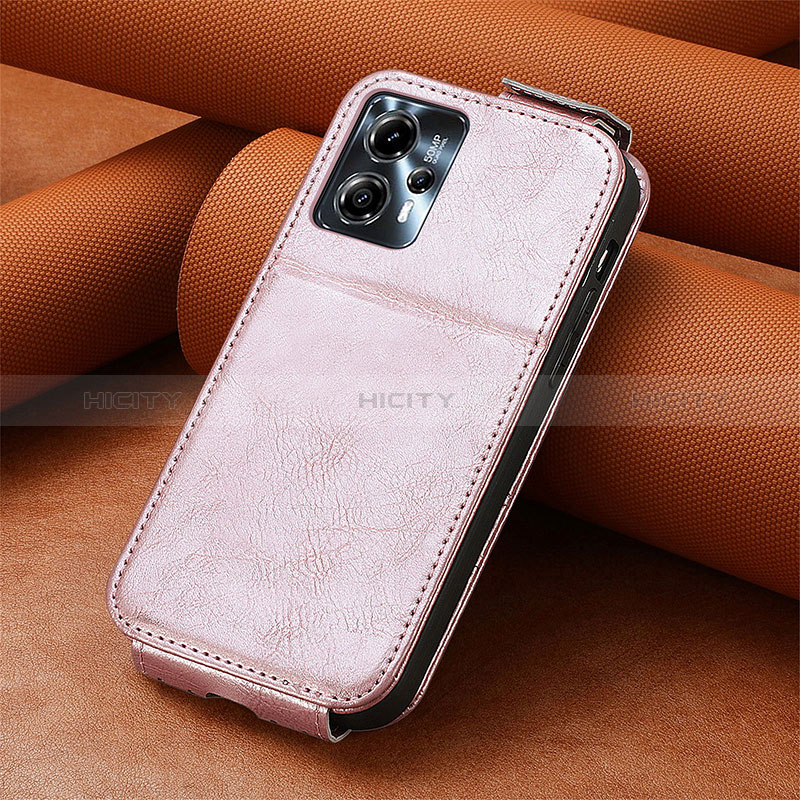 Handytasche Flip Schutzhülle Leder S01D für Motorola Moto G23 Rosegold Plus