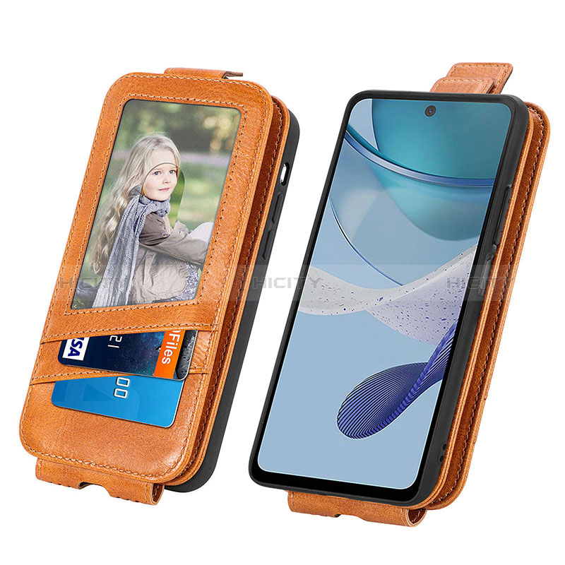 Handytasche Flip Schutzhülle Leder S01D für Motorola Moto G53j 5G groß