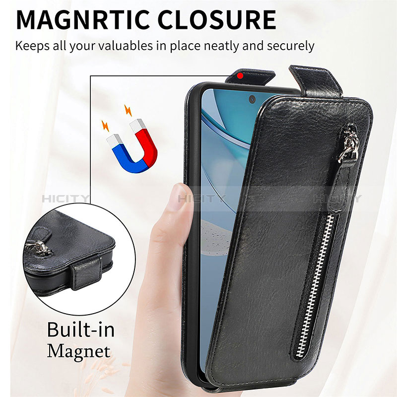 Handytasche Flip Schutzhülle Leder S01D für Motorola Moto G53j 5G groß