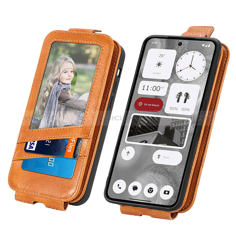 Handytasche Flip Schutzhülle Leder S01D für Nothing Phone 2 groß