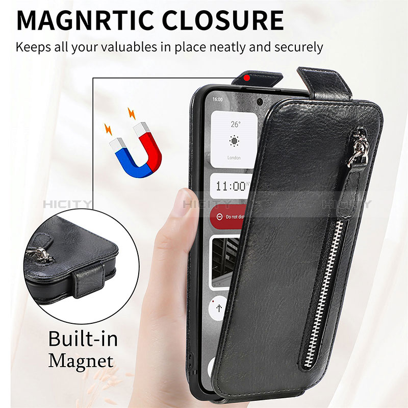 Handytasche Flip Schutzhülle Leder S01D für Nothing Phone 2 groß