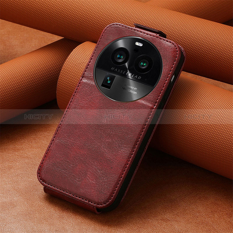 Handytasche Flip Schutzhülle Leder S01D für Oppo Find X6 5G Rot Plus