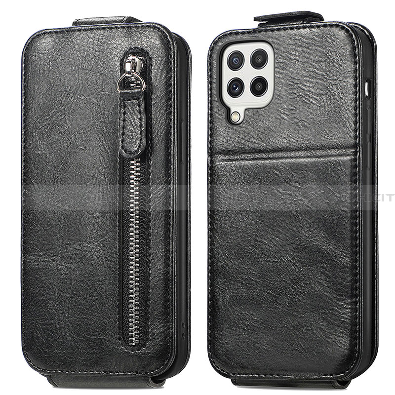 Handytasche Flip Schutzhülle Leder S01D für Samsung Galaxy A22 4G Schwarz