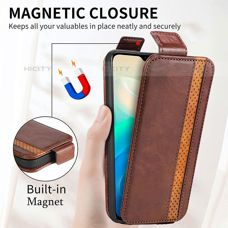 Handytasche Flip Schutzhülle Leder S01D für Vivo iQOO Z6 Lite 5G groß