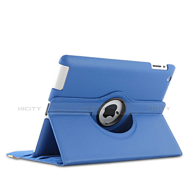 Handytasche Rotierende Schutzhülle Leder für Apple iPad 2 Blau