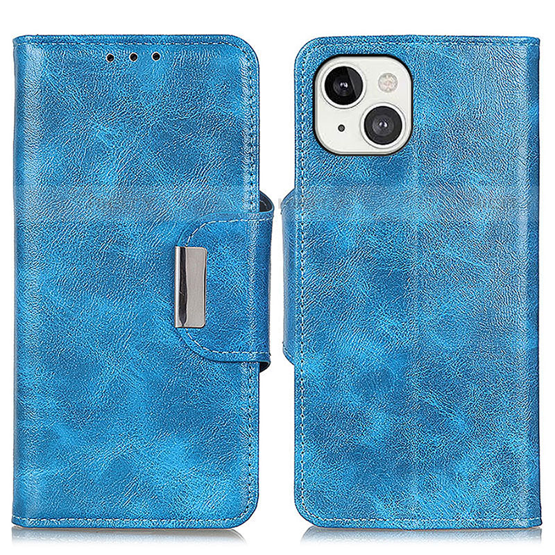 Handytasche Stand Schutzhülle Flip Leder Hülle A01 für Apple iPhone 13 Blau Plus