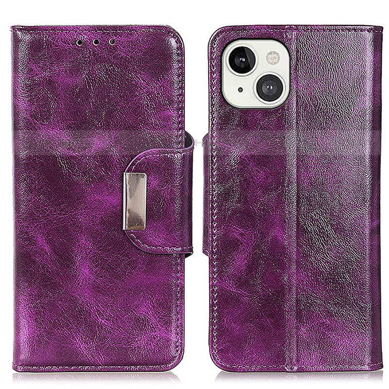 Handytasche Stand Schutzhülle Flip Leder Hülle A01 für Apple iPhone 13 Violett Plus