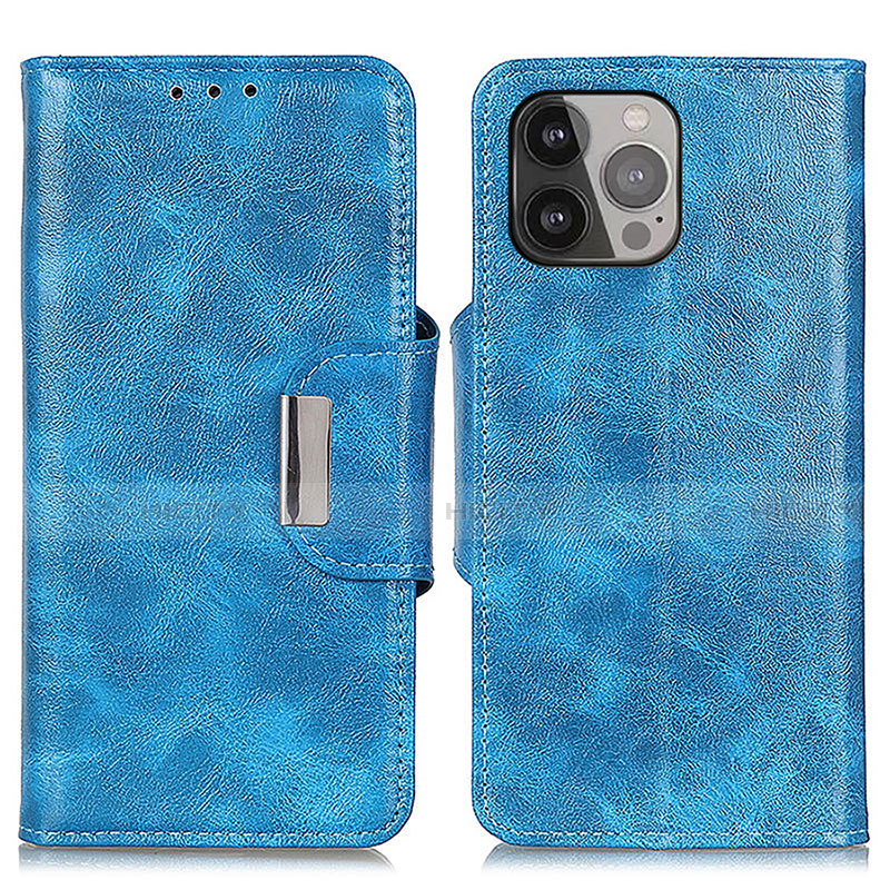 Handytasche Stand Schutzhülle Flip Leder Hülle A01 für Apple iPhone 14 Pro Blau Plus