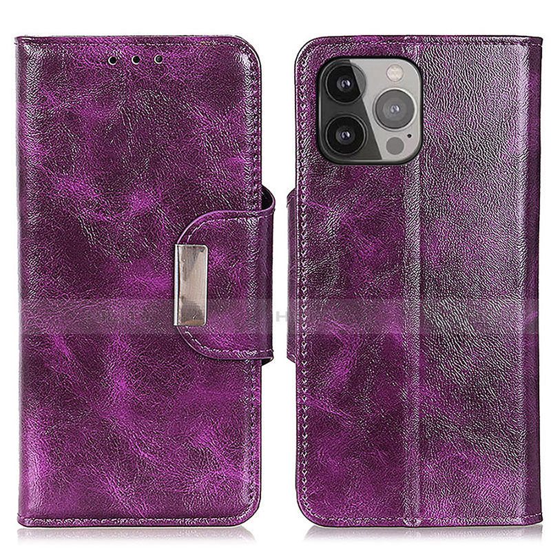 Handytasche Stand Schutzhülle Flip Leder Hülle A01 für Apple iPhone 14 Pro Violett Plus