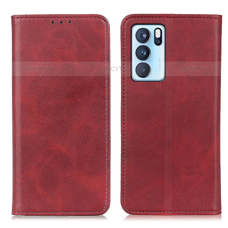 Handytasche Stand Schutzhülle Flip Leder Hülle A02D für Oppo Reno6 Pro 5G India Rot Plus