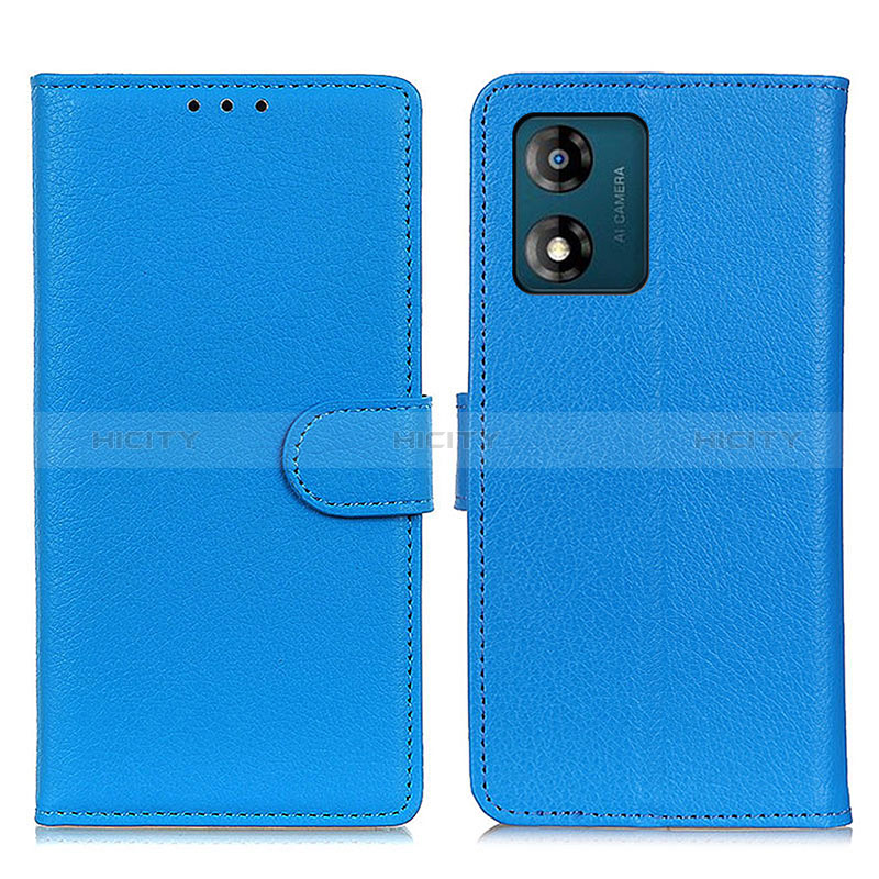 Handytasche Stand Schutzhülle Flip Leder Hülle A03D für Motorola Moto E13 Hellblau Plus