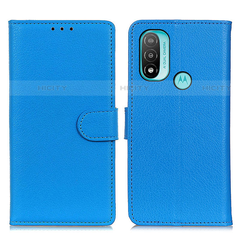 Handytasche Stand Schutzhülle Flip Leder Hülle A03D für Motorola Moto E20 Hellblau