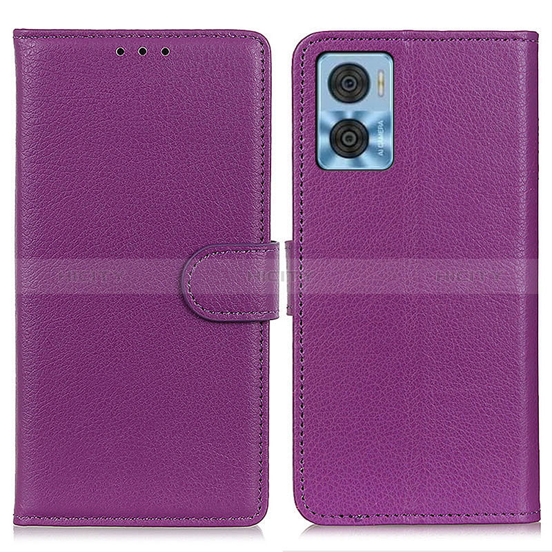 Handytasche Stand Schutzhülle Flip Leder Hülle A03D für Motorola Moto E22 Violett Plus