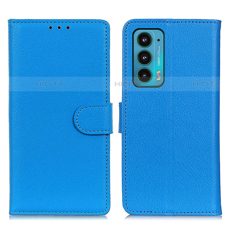 Handytasche Stand Schutzhülle Flip Leder Hülle A03D für Motorola Moto Edge 20 5G Hellblau