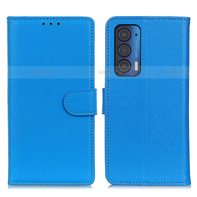 Handytasche Stand Schutzhülle Flip Leder Hülle A03D für Motorola Moto Edge (2021) 5G Hellblau Plus