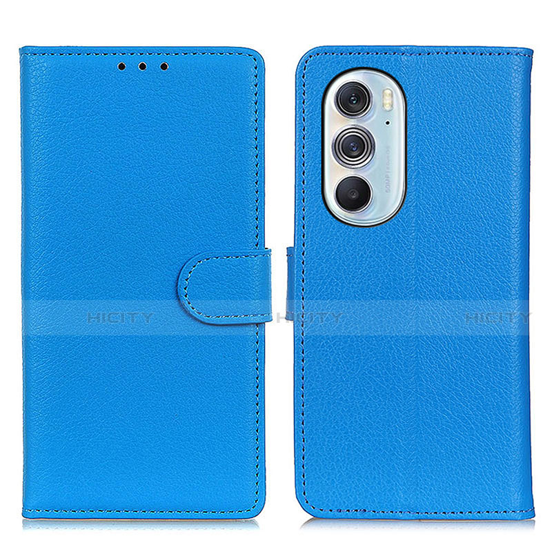 Handytasche Stand Schutzhülle Flip Leder Hülle A03D für Motorola Moto Edge 30 Pro 5G Hellblau