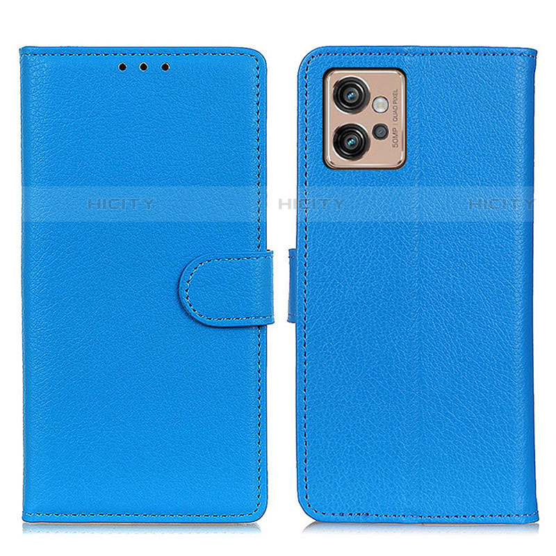 Handytasche Stand Schutzhülle Flip Leder Hülle A03D für Motorola Moto G32 Hellblau