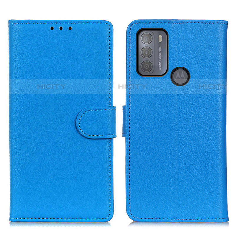 Handytasche Stand Schutzhülle Flip Leder Hülle A03D für Motorola Moto G50 Hellblau