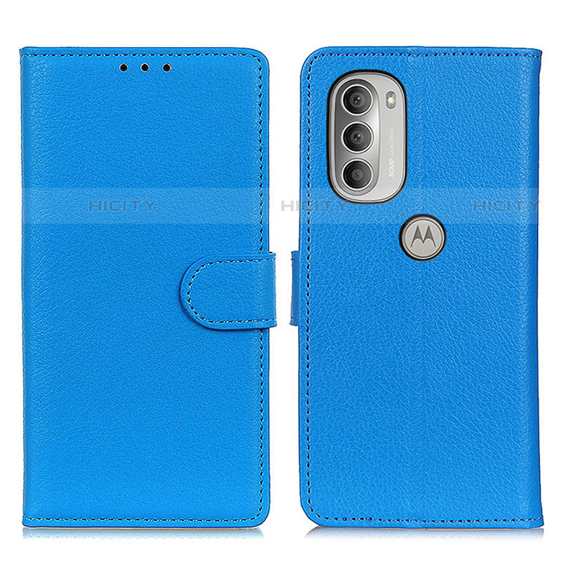 Handytasche Stand Schutzhülle Flip Leder Hülle A03D für Motorola Moto G51 5G Hellblau