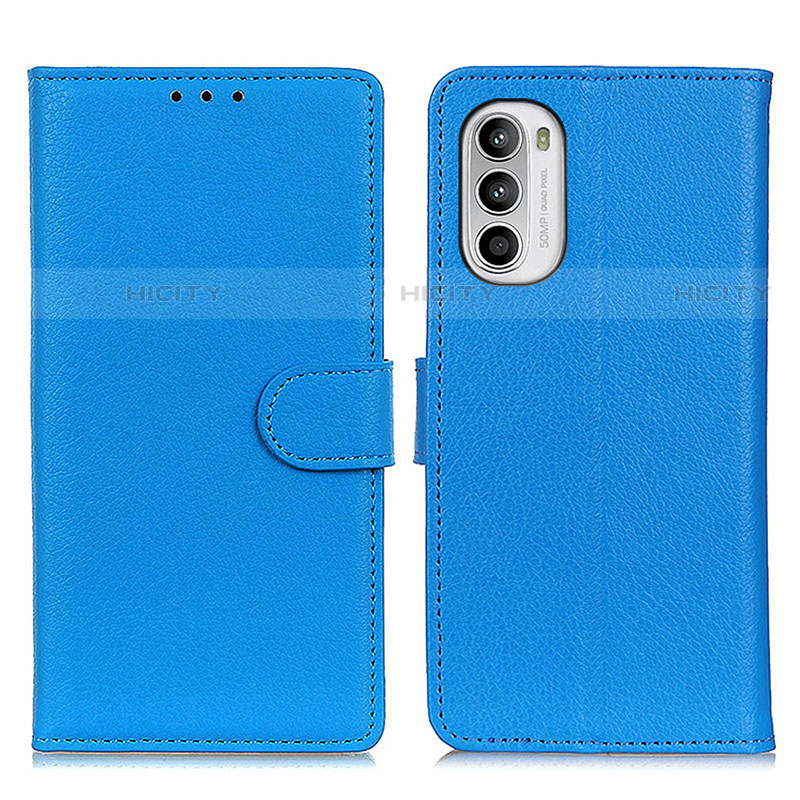 Handytasche Stand Schutzhülle Flip Leder Hülle A03D für Motorola MOTO G52 Hellblau