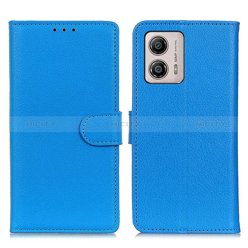 Handytasche Stand Schutzhülle Flip Leder Hülle A03D für Motorola Moto G53 5G Hellblau Plus