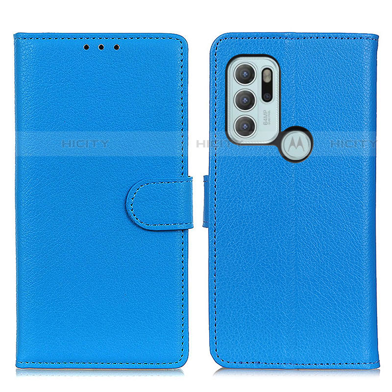 Handytasche Stand Schutzhülle Flip Leder Hülle A03D für Motorola Moto G60s Hellblau