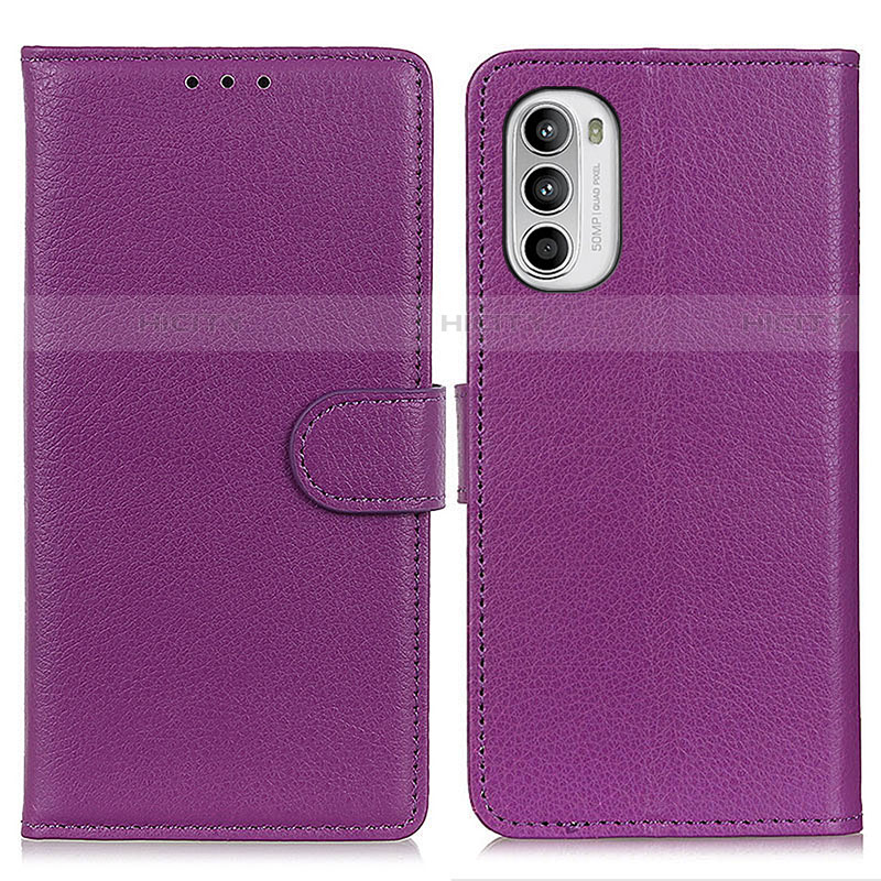 Handytasche Stand Schutzhülle Flip Leder Hülle A03D für Motorola Moto G71s 5G Violett Plus