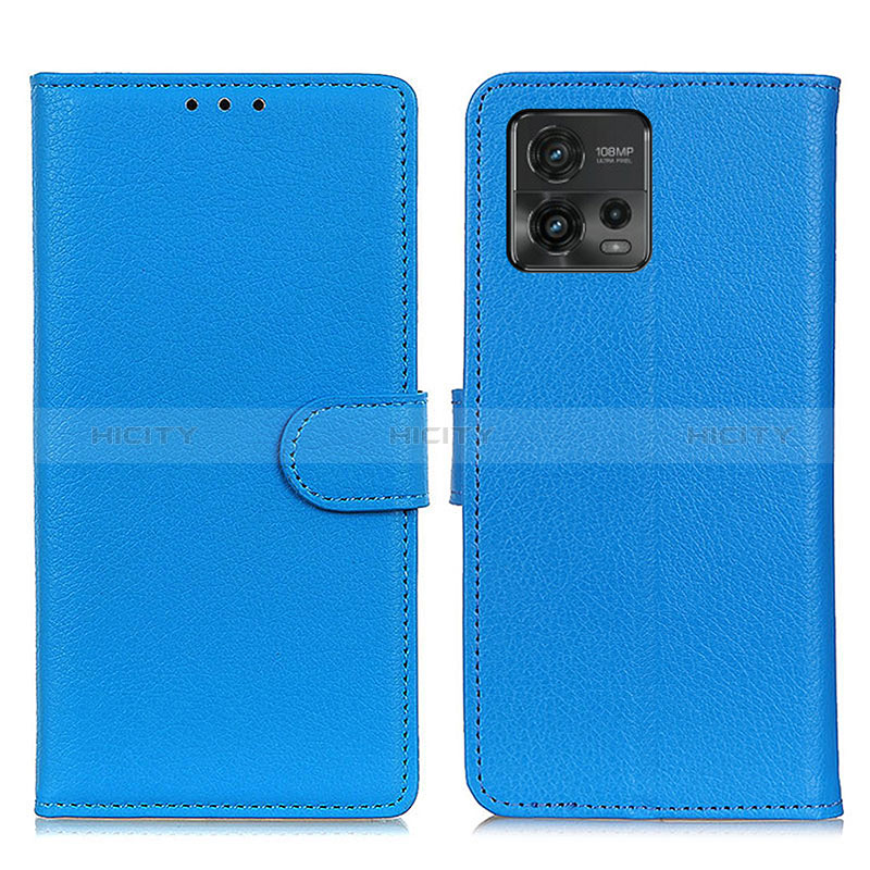 Handytasche Stand Schutzhülle Flip Leder Hülle A03D für Motorola Moto G72 Hellblau