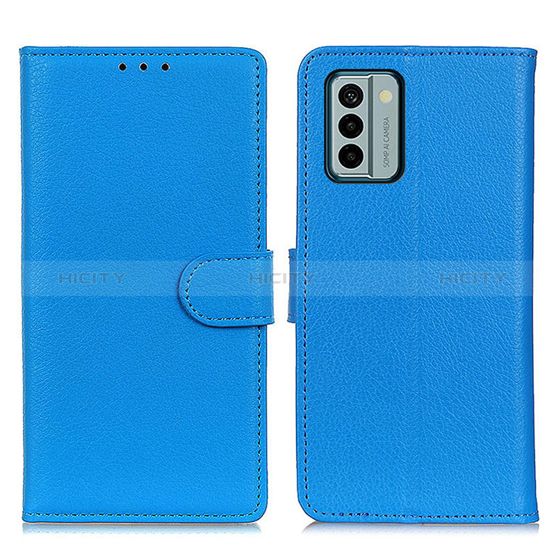 Handytasche Stand Schutzhülle Flip Leder Hülle A03D für Nokia G22 Hellblau