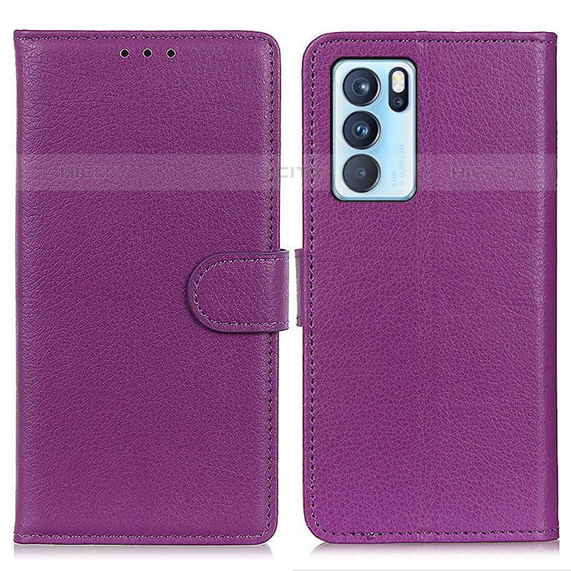 Handytasche Stand Schutzhülle Flip Leder Hülle A03D für Oppo Reno6 Pro 5G India Violett