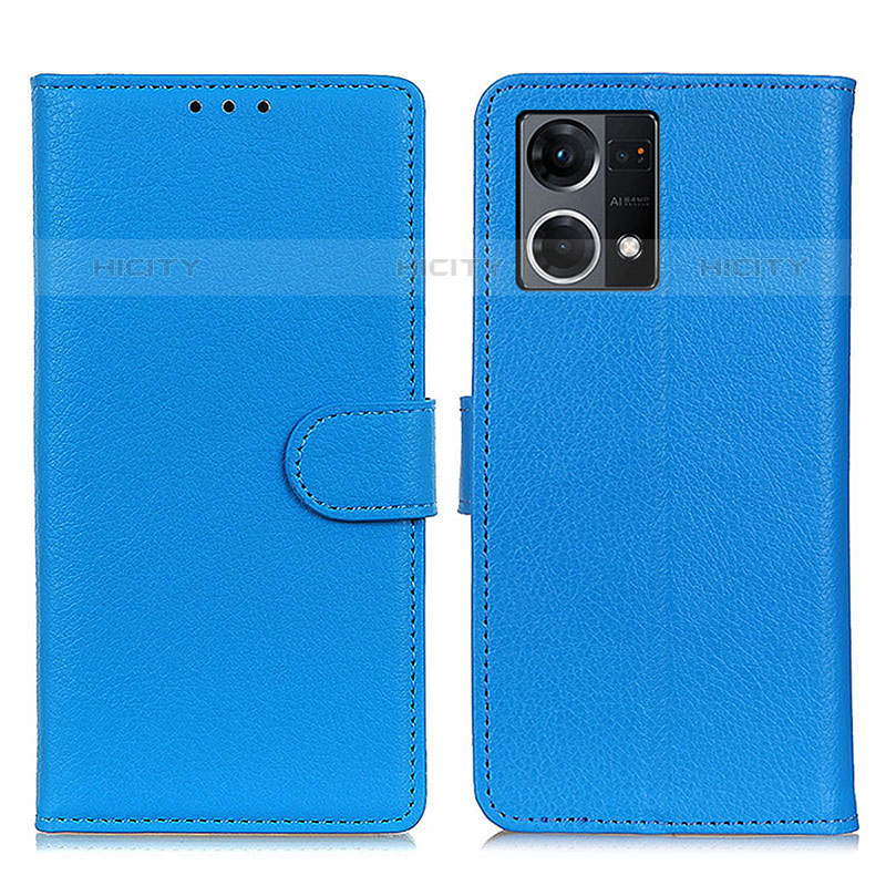 Handytasche Stand Schutzhülle Flip Leder Hülle A03D für Oppo Reno7 4G Hellblau Plus