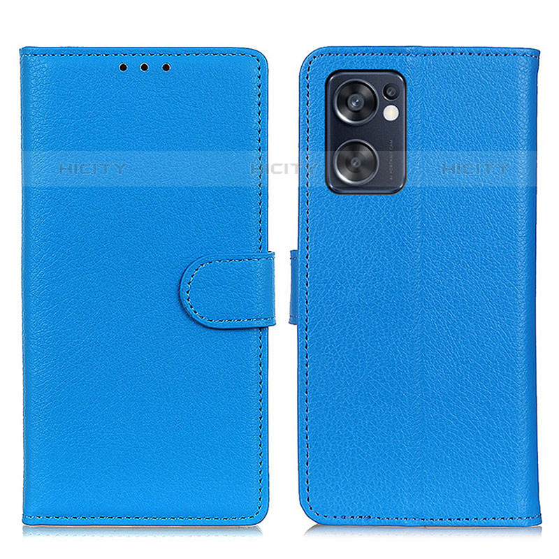 Handytasche Stand Schutzhülle Flip Leder Hülle A03D für Oppo Reno7 SE 5G Hellblau