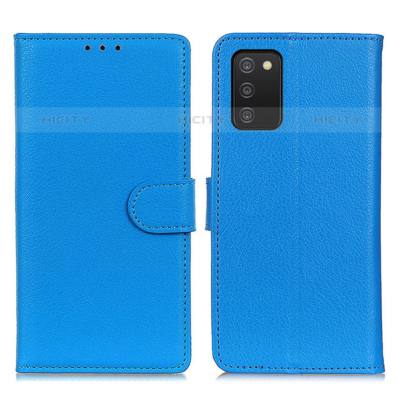 Handytasche Stand Schutzhülle Flip Leder Hülle A03D für Samsung Galaxy M02s Hellblau Plus