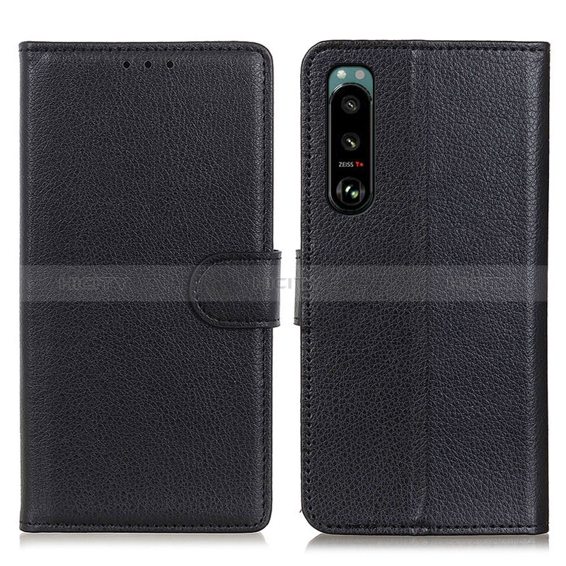 Handytasche Stand Schutzhülle Flip Leder Hülle A03D für Sony Xperia 5 III SO-53B Schwarz