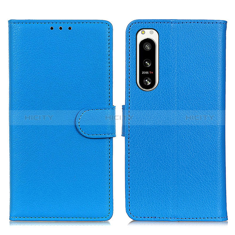 Handytasche Stand Schutzhülle Flip Leder Hülle A03D für Sony Xperia 5 IV Hellblau Plus