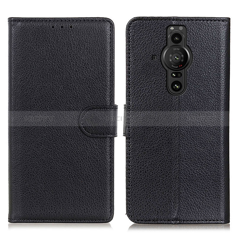 Handytasche Stand Schutzhülle Flip Leder Hülle A03D für Sony Xperia PRO-I Schwarz Plus