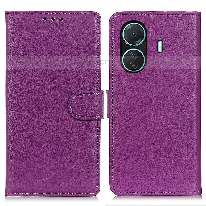 Handytasche Stand Schutzhülle Flip Leder Hülle A03D für Vivo T1 Pro 5G Violett Plus