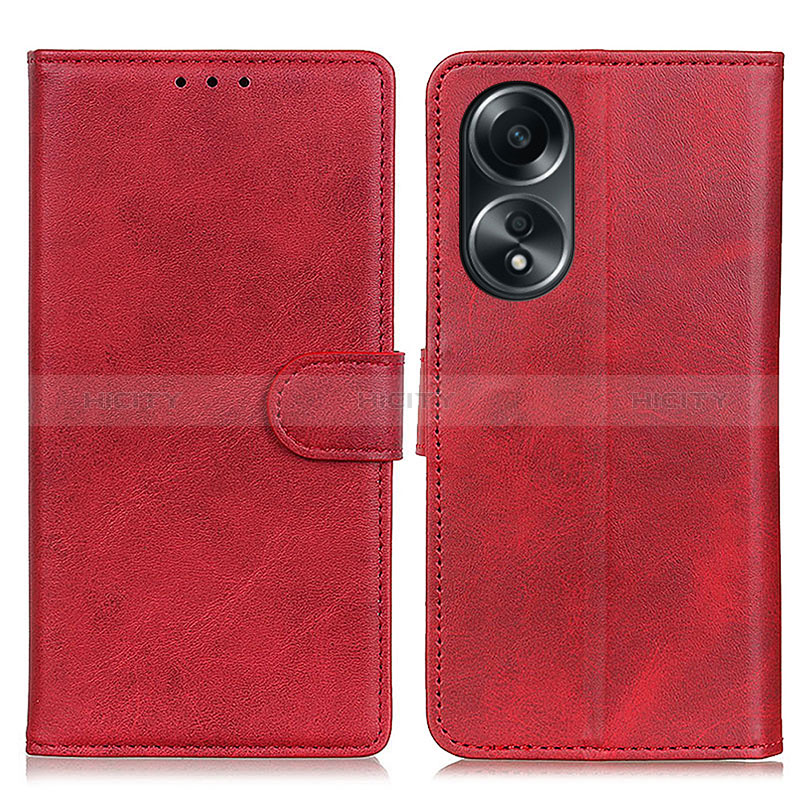 Handytasche Stand Schutzhülle Flip Leder Hülle A05D für Oppo A18 Rot Plus