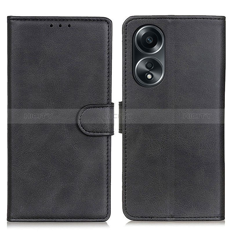 Handytasche Stand Schutzhülle Flip Leder Hülle A05D für Oppo A58 4G Schwarz Plus