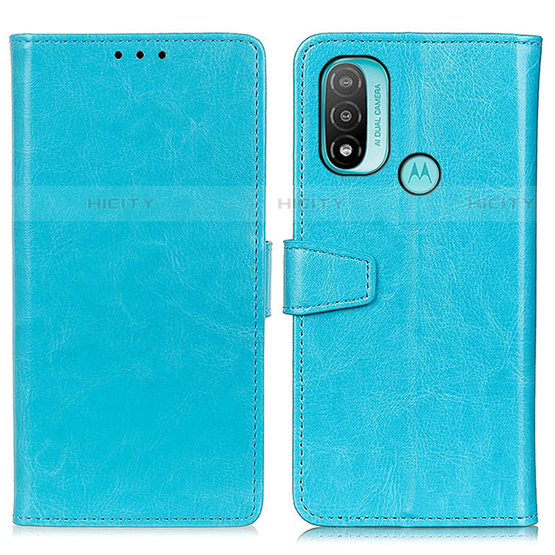 Handytasche Stand Schutzhülle Flip Leder Hülle A06D für Motorola Moto E30 Hellblau Plus