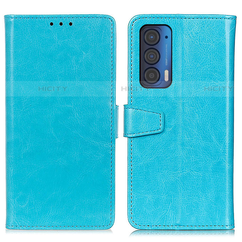 Handytasche Stand Schutzhülle Flip Leder Hülle A06D für Motorola Moto Edge (2021) 5G Hellblau