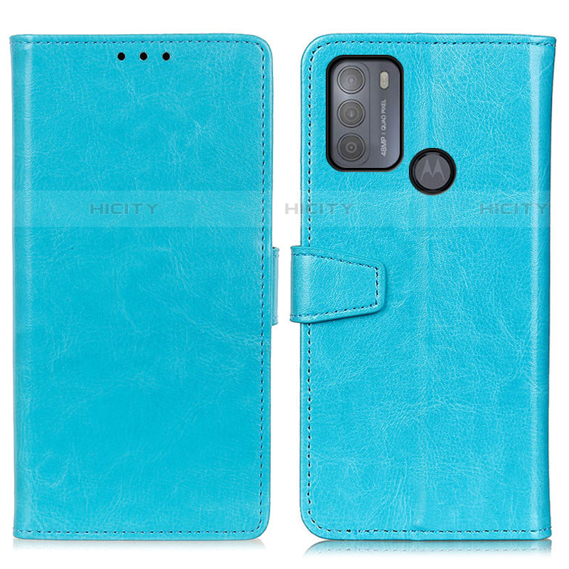 Handytasche Stand Schutzhülle Flip Leder Hülle A06D für Motorola Moto G50 Hellblau