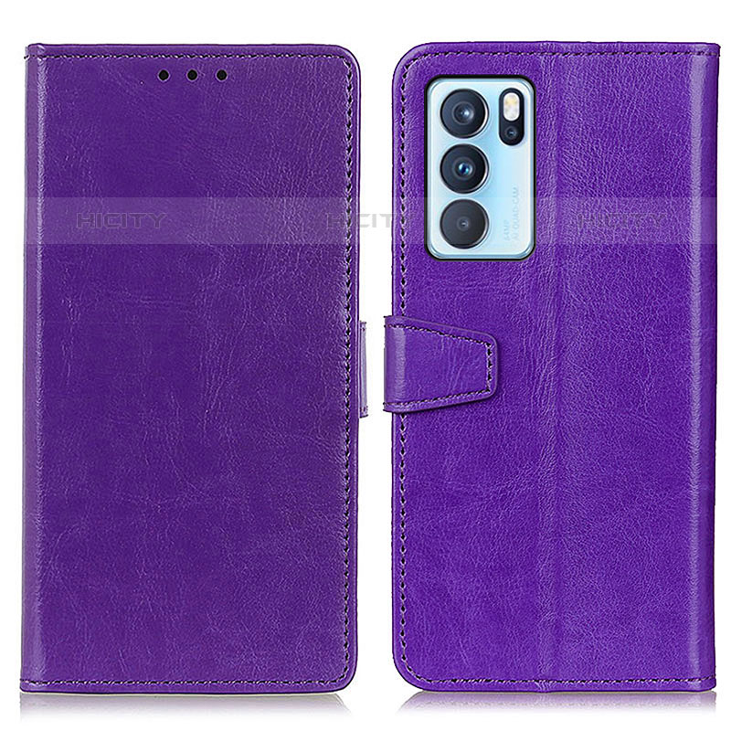 Handytasche Stand Schutzhülle Flip Leder Hülle A06D für Oppo Reno6 Pro 5G India Violett