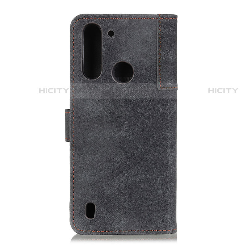 Handytasche Stand Schutzhülle Flip Leder Hülle A07D für Motorola Moto One Fusion Schwarz