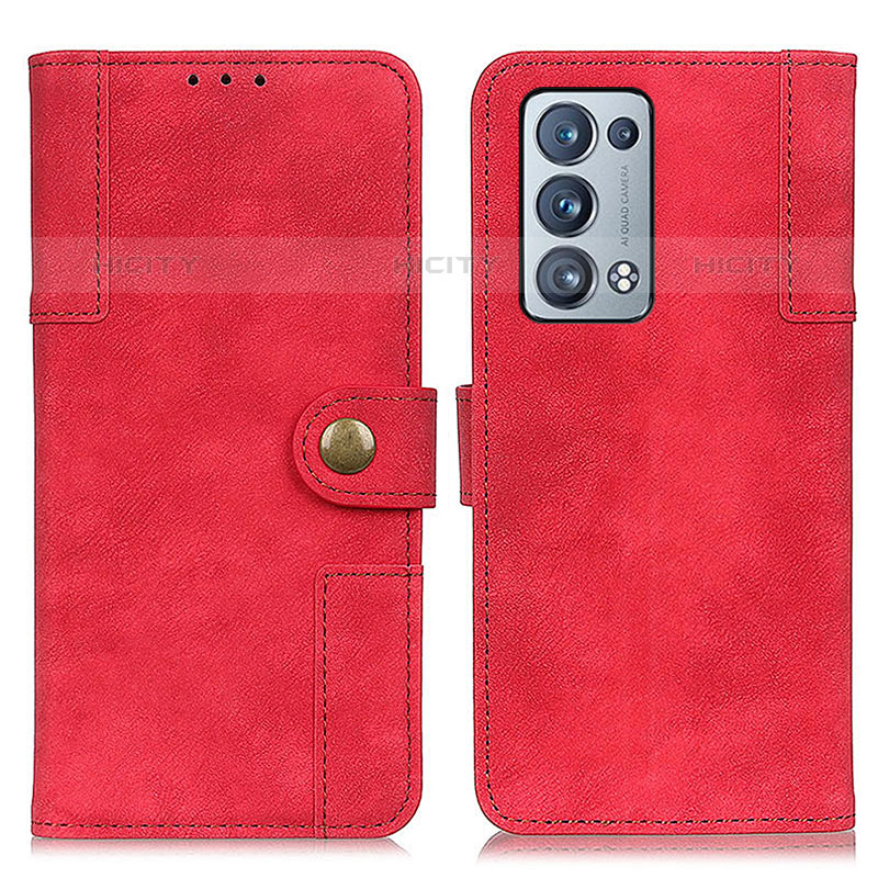 Handytasche Stand Schutzhülle Flip Leder Hülle A07D für Oppo Reno6 Pro+ Plus 5G Rot