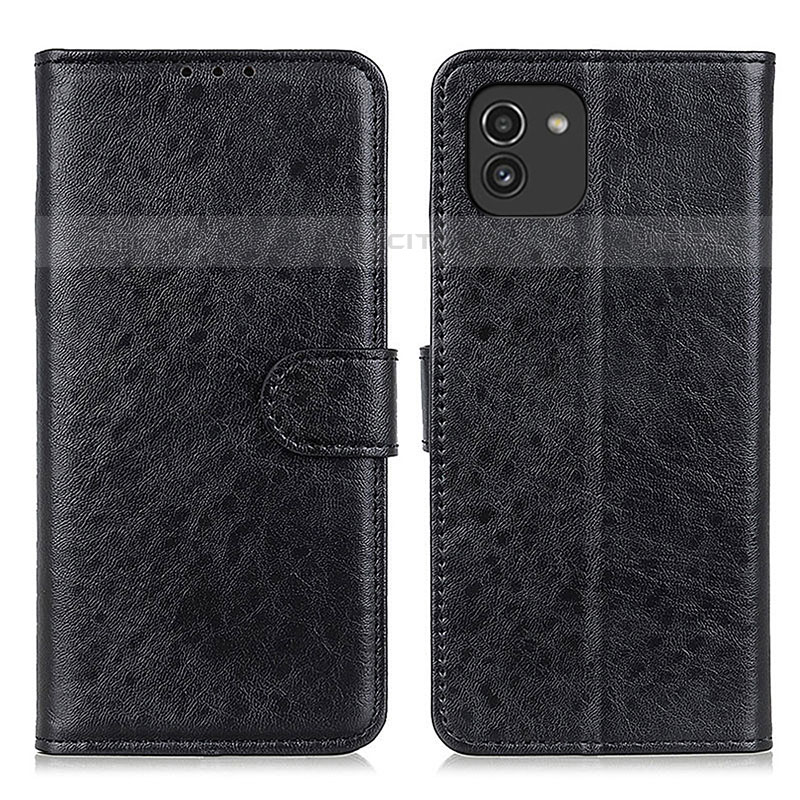 Handytasche Stand Schutzhülle Flip Leder Hülle A07D für Samsung Galaxy A03 Schwarz Plus